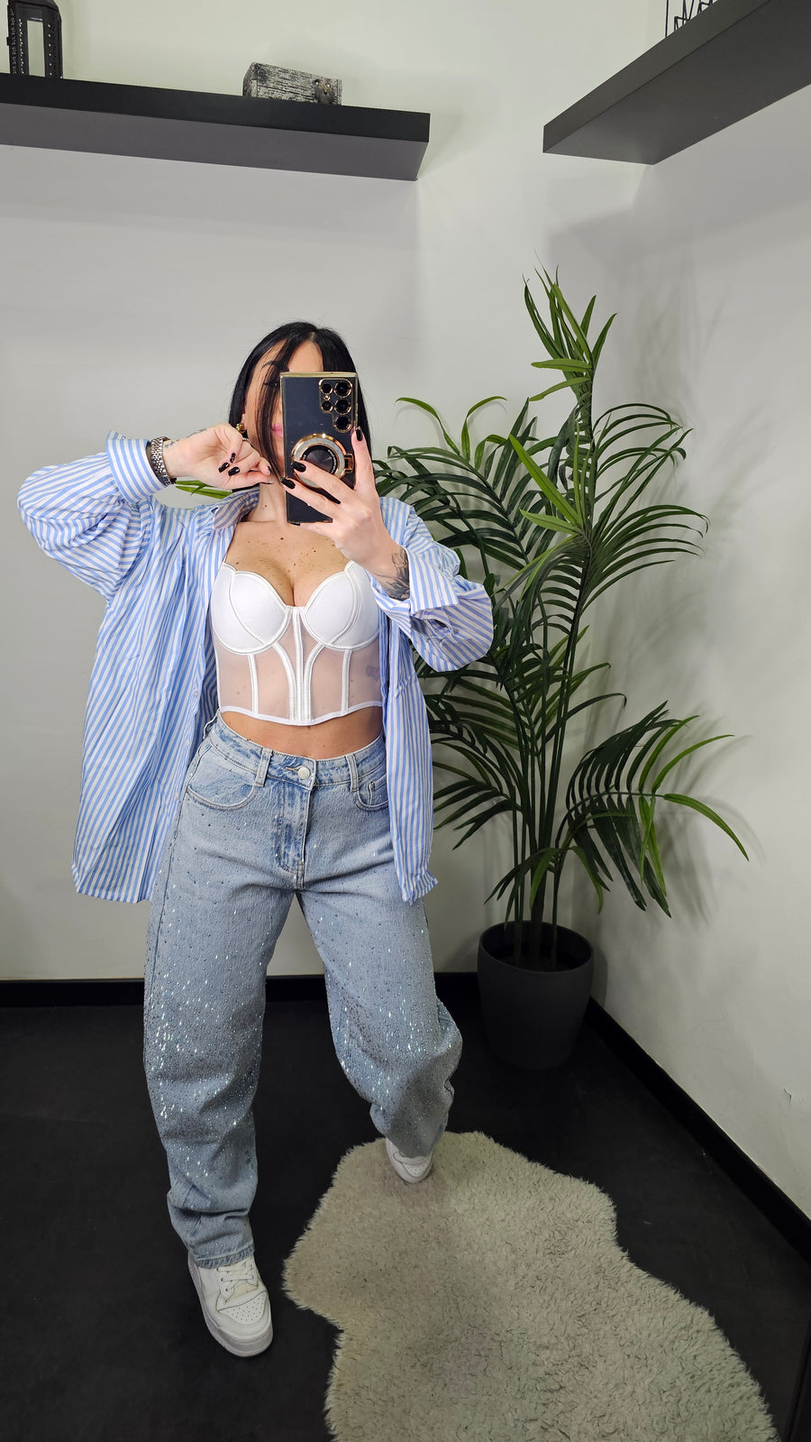Jeans slouchy Brillantinato