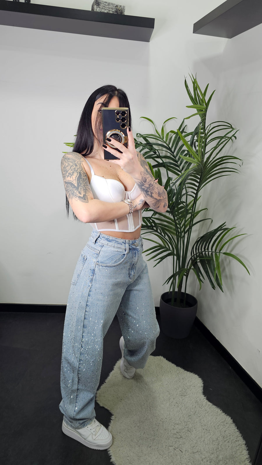 Jeans slouchy Brillantinato